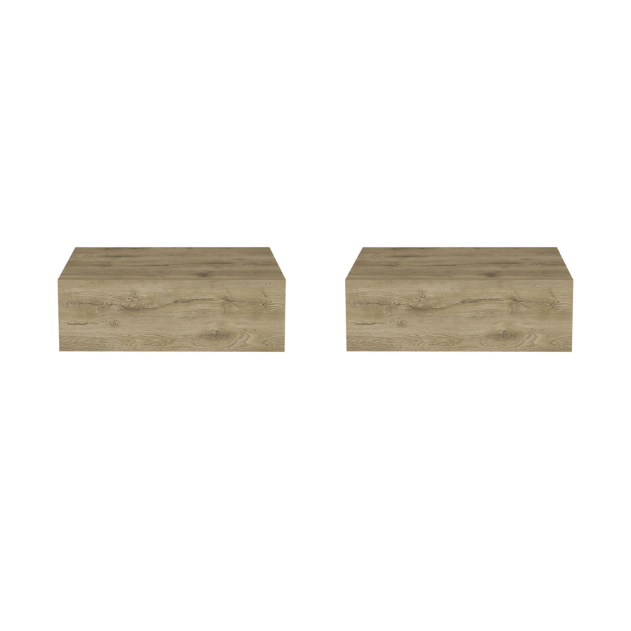 Pack de 2 mesitas de noche flotantes Milano de 40 cm, macadamia