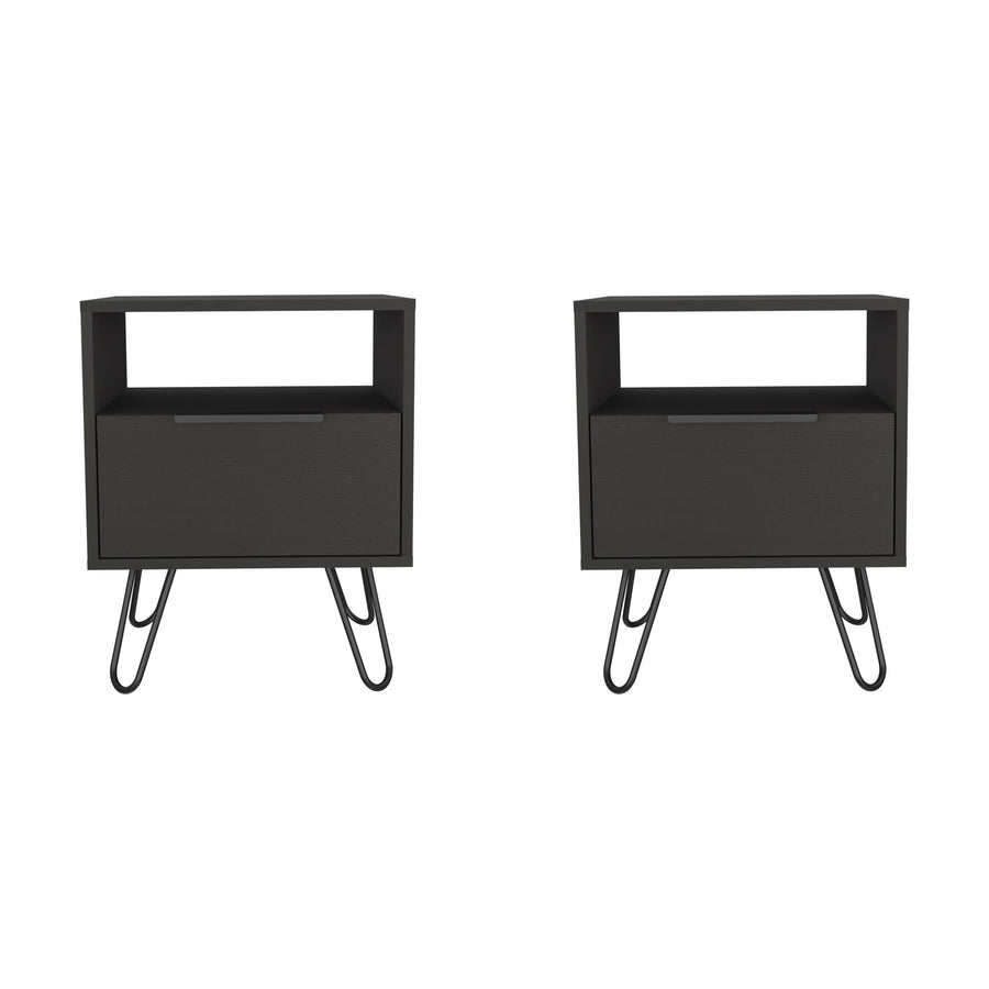 Pack de 2 mesitas de noche Augusta, negro