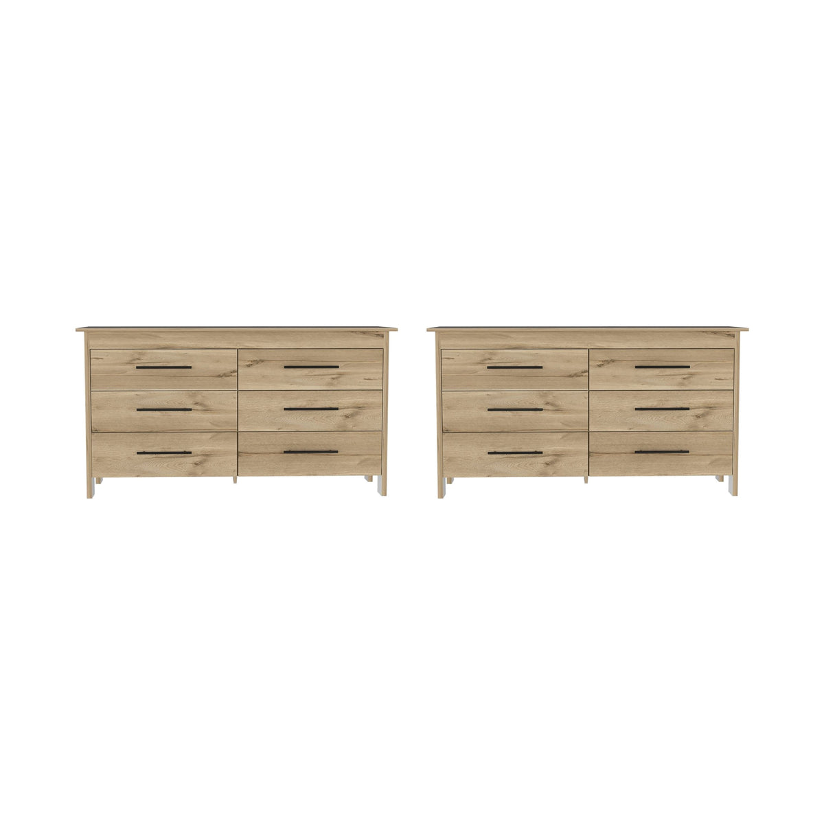 Pack de 2 cómodas HMS de 6 cajones, roble claro