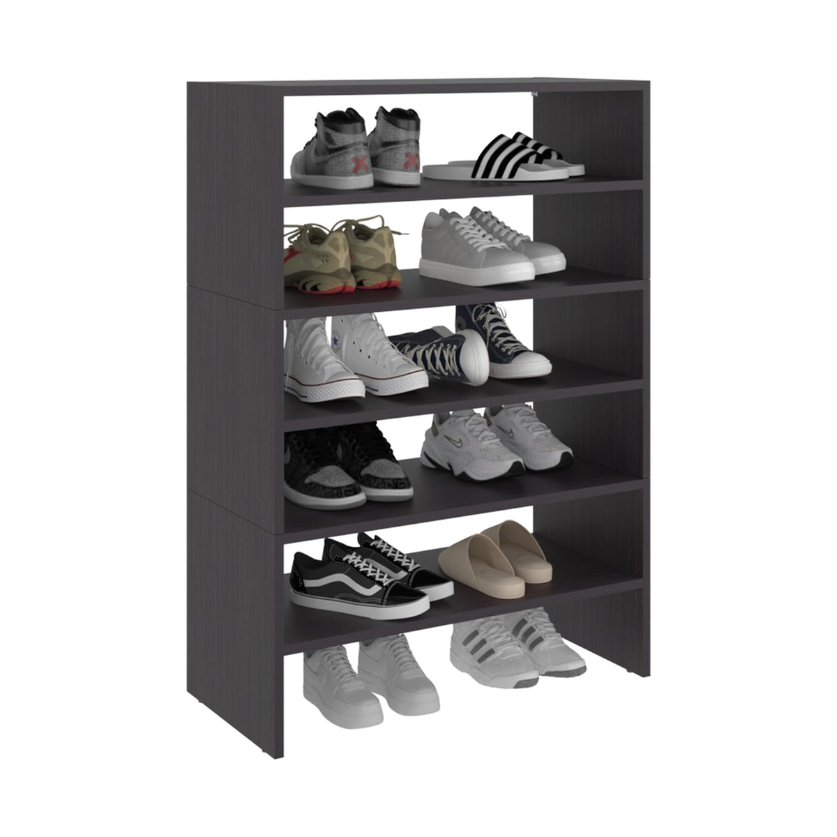 Conjunto zapatero Silpa de 6 niveles: 3 módulos apilables de 72 cm, wengué