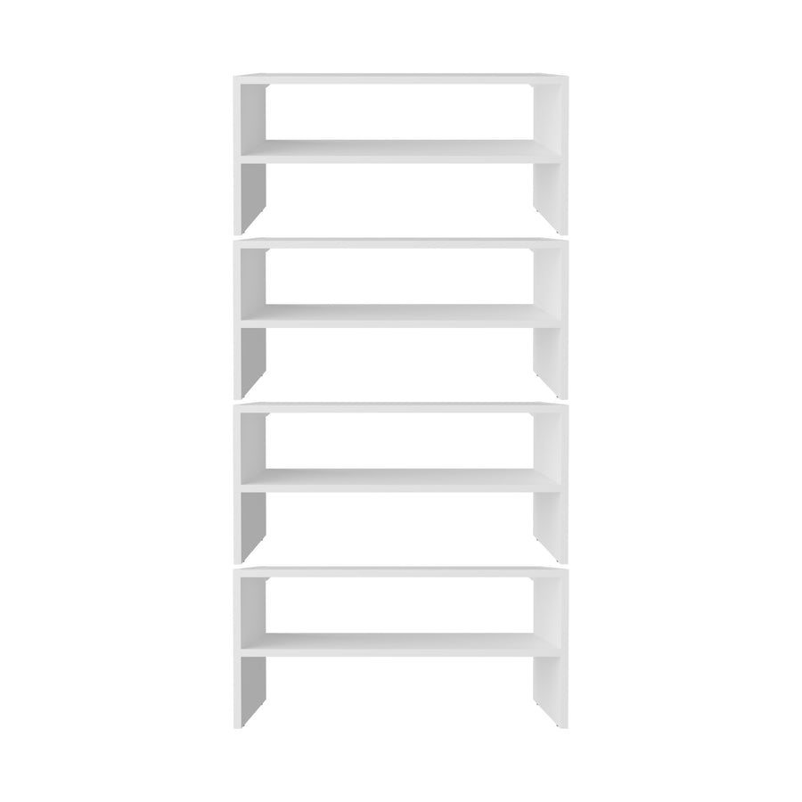 Conjunto zapatero Silpa de 8 niveles: 4 módulos apilables de 72 cm, blanco