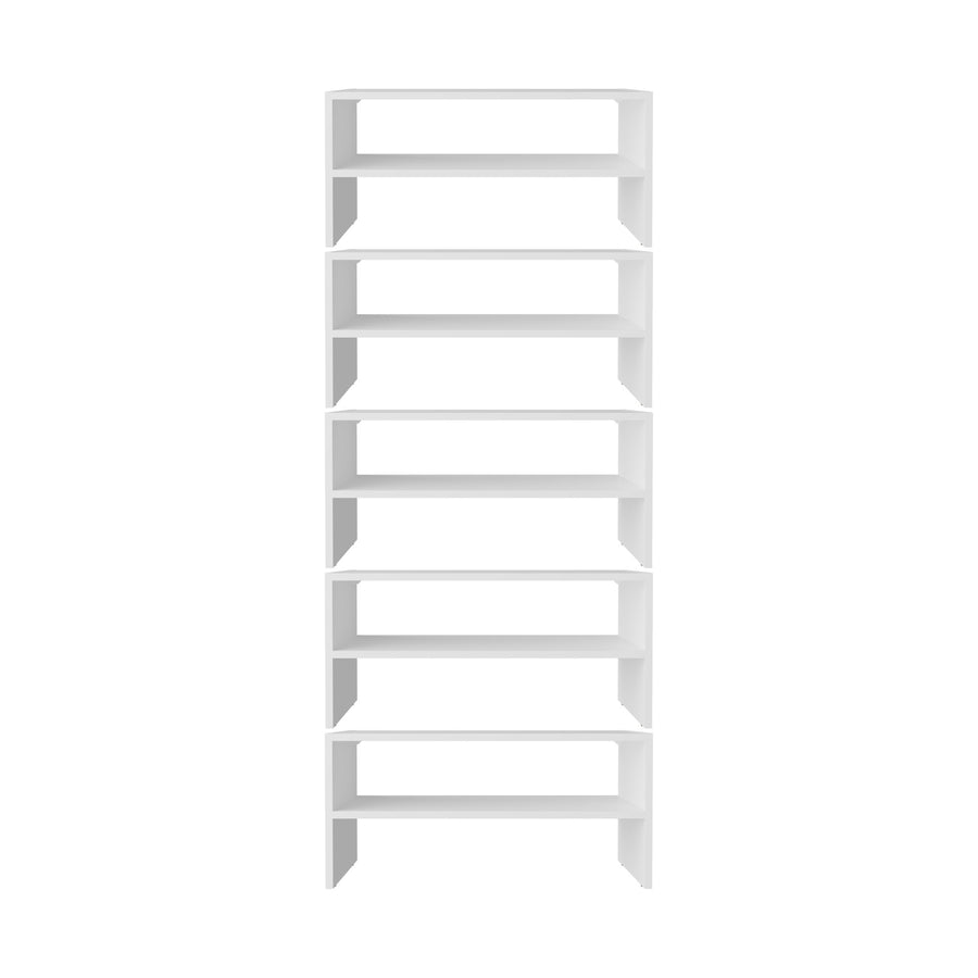 Conjunto zapatero Silpa de 10 niveles: 5 módulos apilables de 72 cm, blanco