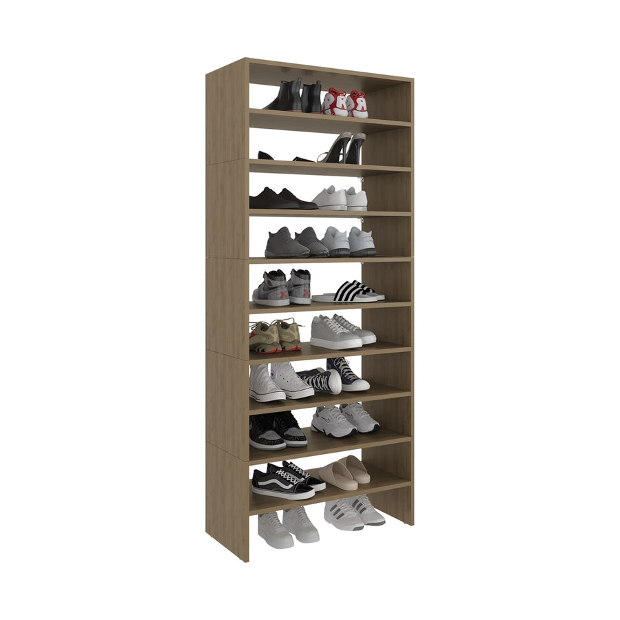 Conjunto zapatero Silpa de 10 niveles: 5 módulos apilables de 72 cm, fresno