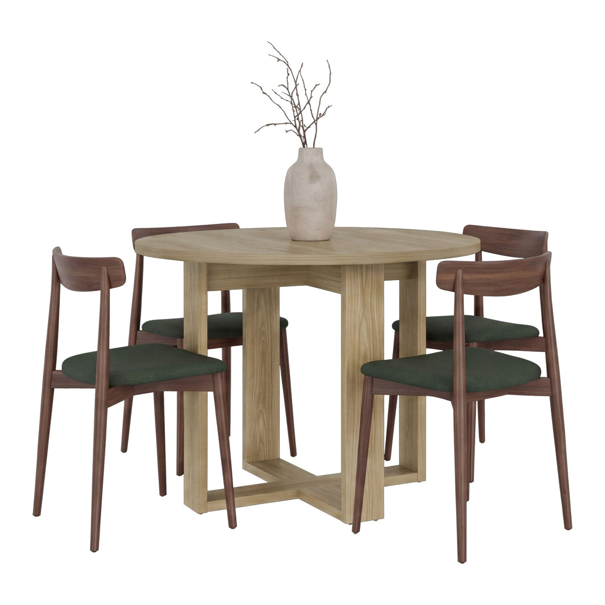 TUHOME CONCEPT Mesa de comedor redonda Lily de 90 cm, fresno