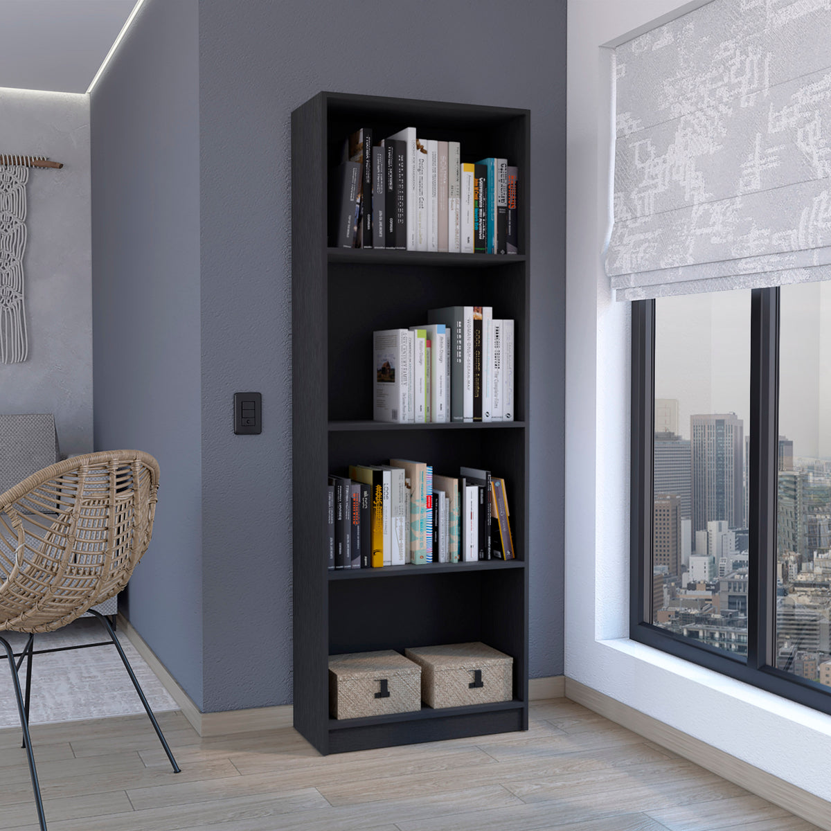 Librería Home de 181 cm con 4 huecos, wengué, abierto – TUHOME