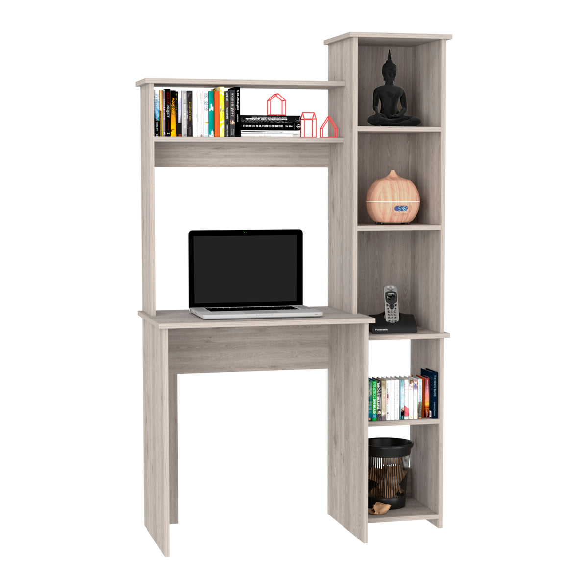 Mesa de Escritorio Versalles, con estantería, Blanco/ ceniza/Gris/Wengue