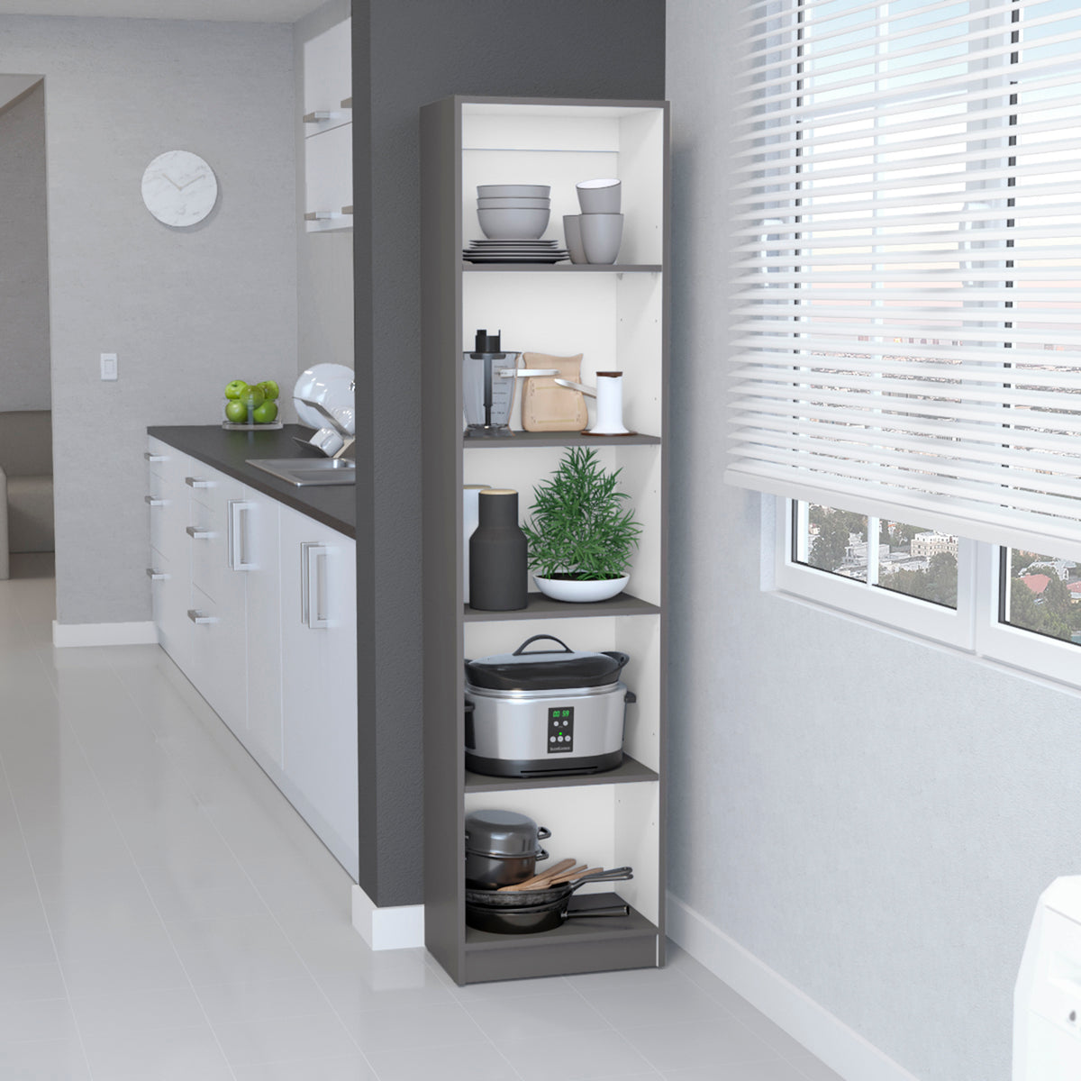 TUHOME CONCEPT Librería estrecha Home XS de 45 cm con 5 huecos