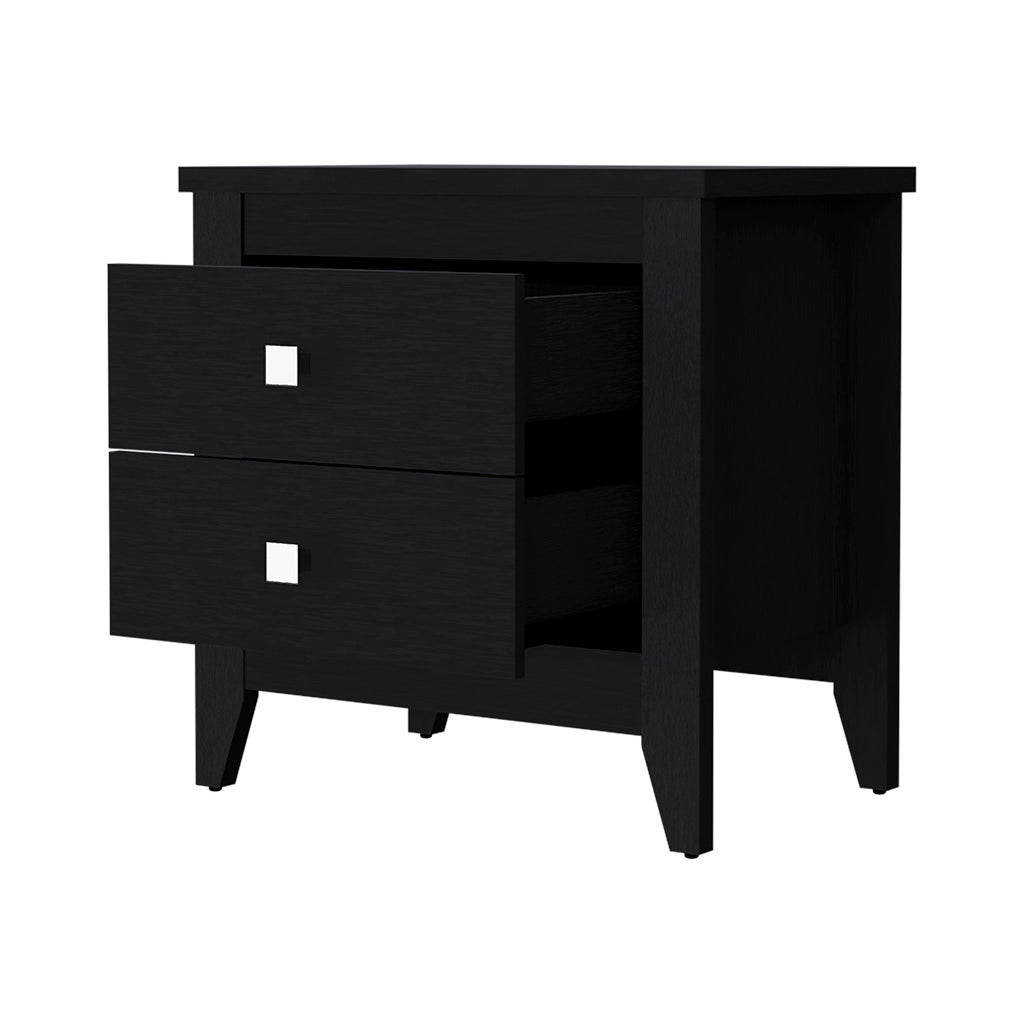 TUHOME CONCEPT Mesita de noche Amara de 60 cm con 2 cajones, negro