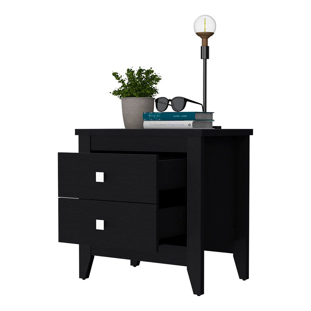 TUHOME CONCEPT Mesita de noche Amara de 60 cm con 2 cajones, negro