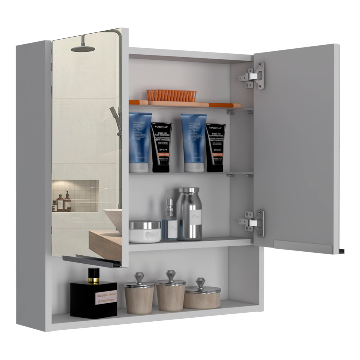 Armario de baño con espejo Jaspe 60 cm, en melamina