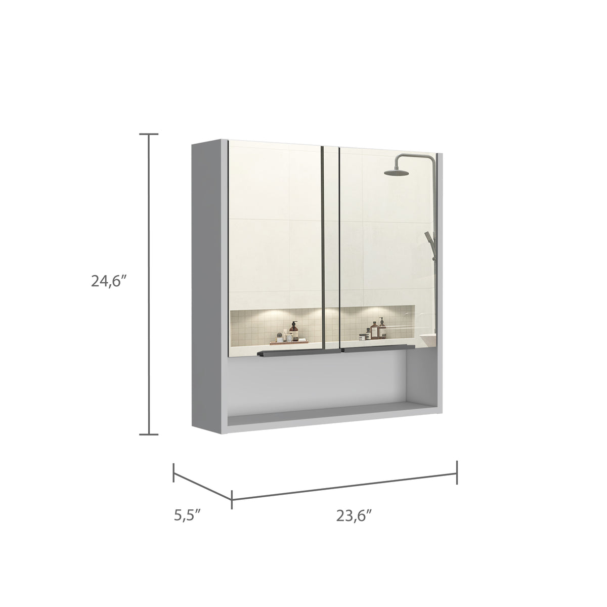 Armario de baño con espejo Jaspe 60 cm, en melamina