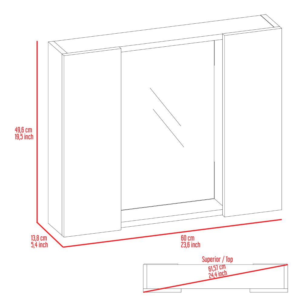 TUHOME CONCEPT Armario de baño de pared Artemisa de 60 cm, blanco