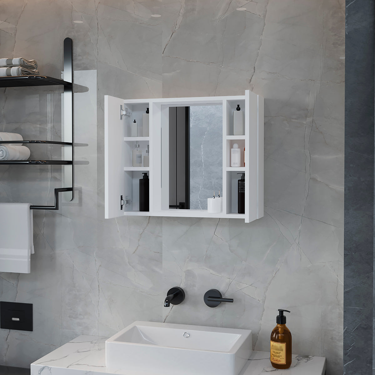 TUHOME CONCEPT Armario de baño de pared Artemisa de 60 cm, blanco