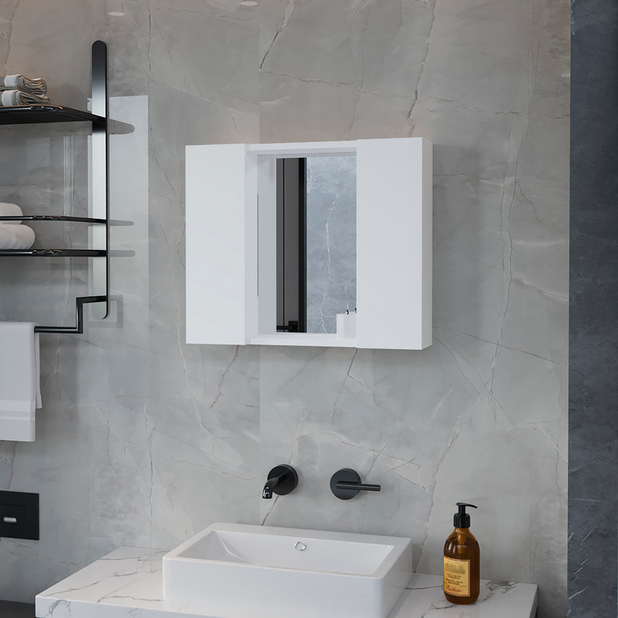 Armario de baño de pared Artemisa de 60 cm con espejo, blanco