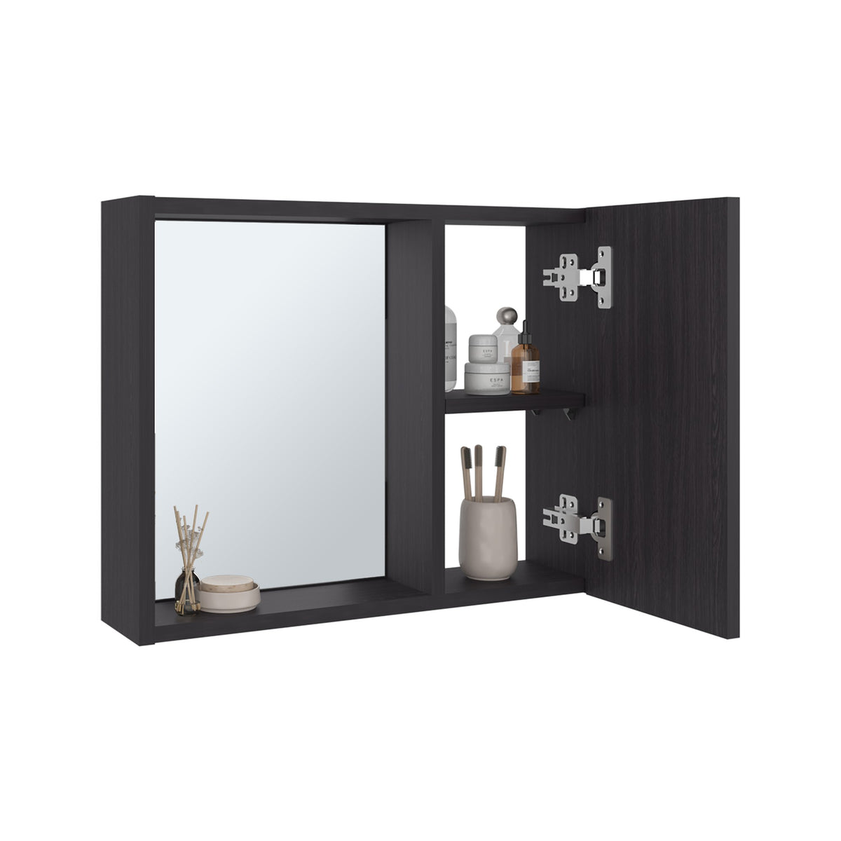 TUHOME CONCEPT Armario de baño de pared Alessi de 50 cm con espejo, wengué
