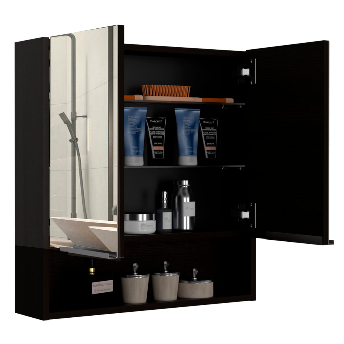 Armario de baño con espejo Jaspe 60 cm, en melamina