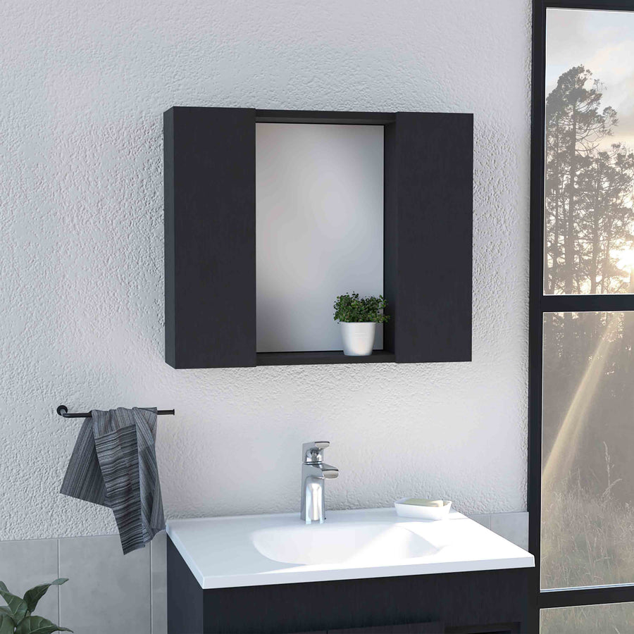 Armario de baño de pared Artemisa de 60 cm con espejo, wengué