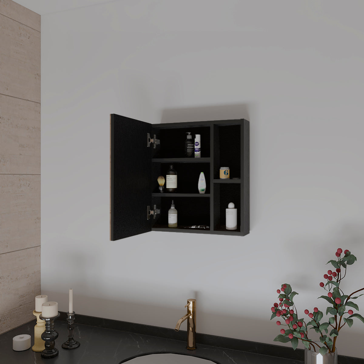 TUHOME CONCEPT Armario de baño de pared Labelle de 45 cm, wengué