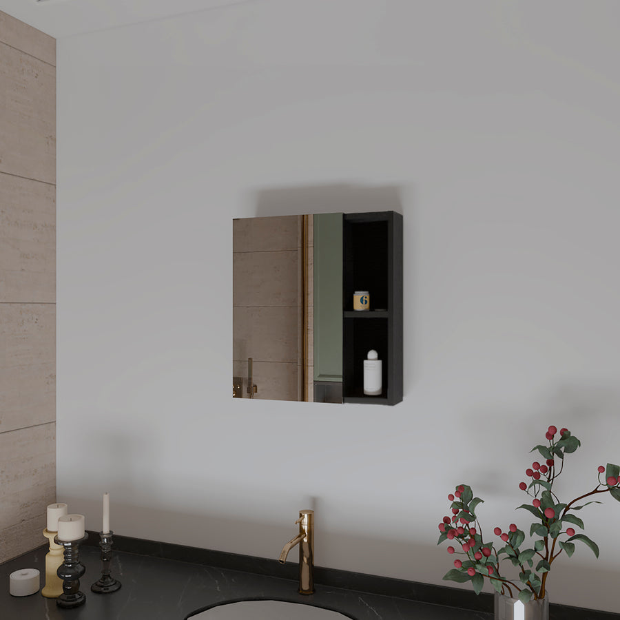 Armario de baño de pared Labelle de 45 cm con espejo, wengué
