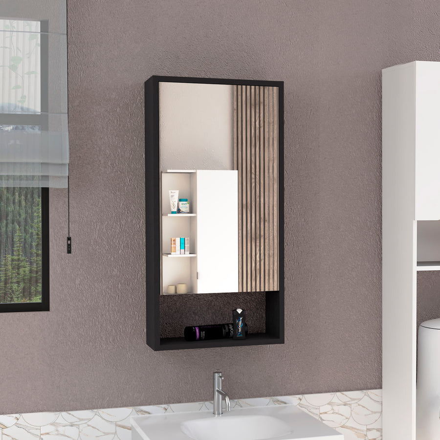 Armario de baño de pared Mariana de 46 cm con espejo y 1 puerta, wengué