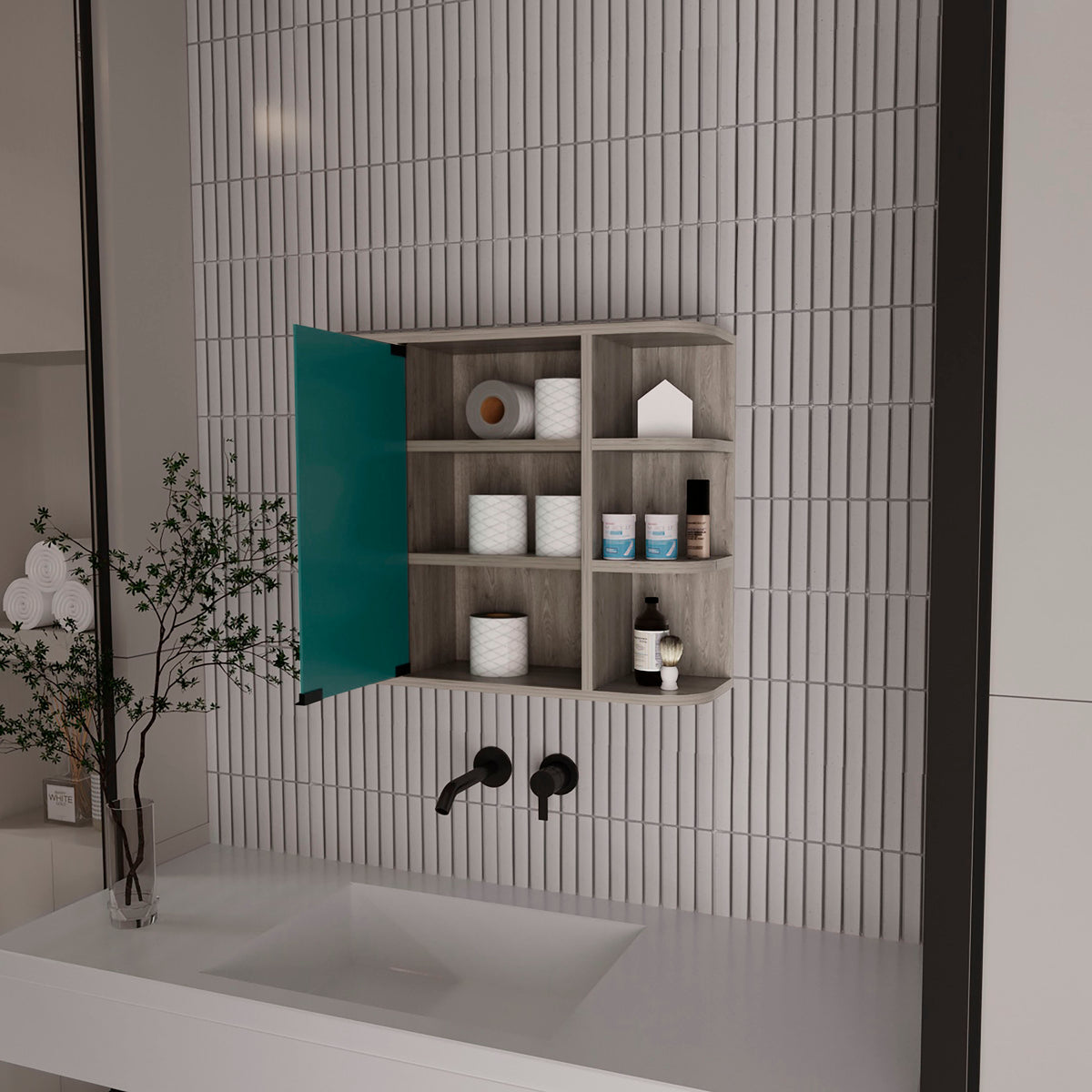 Armario de baño de pared Milan de 60 cm, gris ceniza, foto 2 – TUHOME