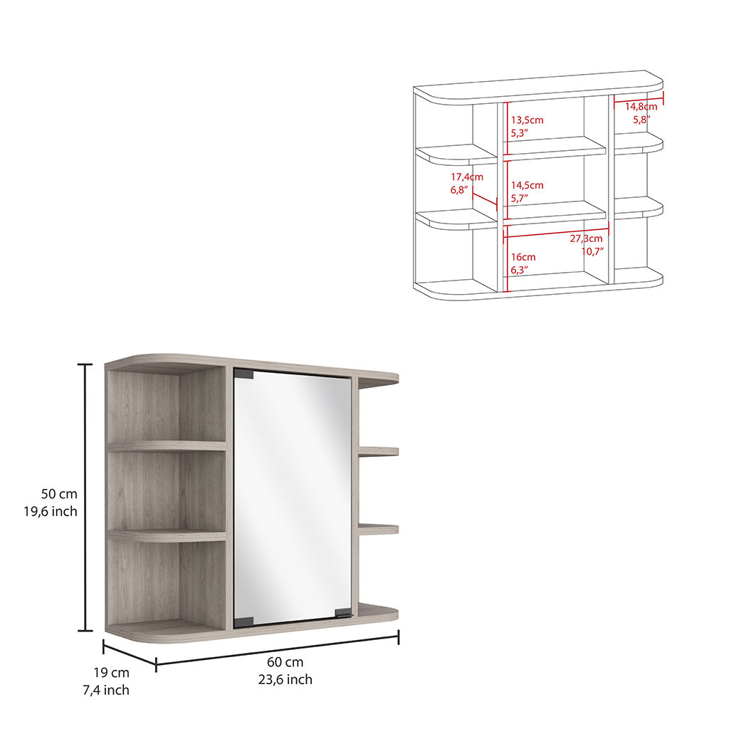 Armario de baño de pared Milan de 60 cm, gris ceniza, foto 4 – TUHOME