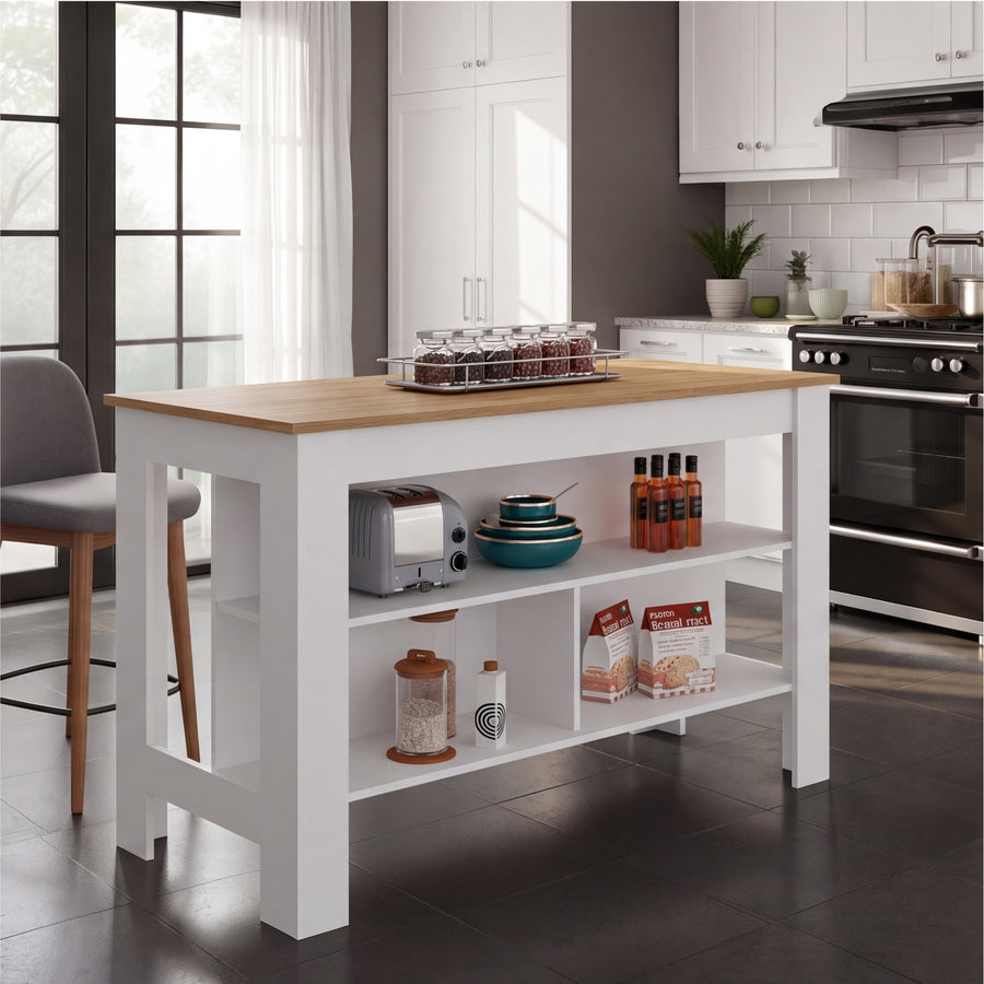 TUHOME CONCEPT Isla de cocina Cala de 138 cm, blanco
