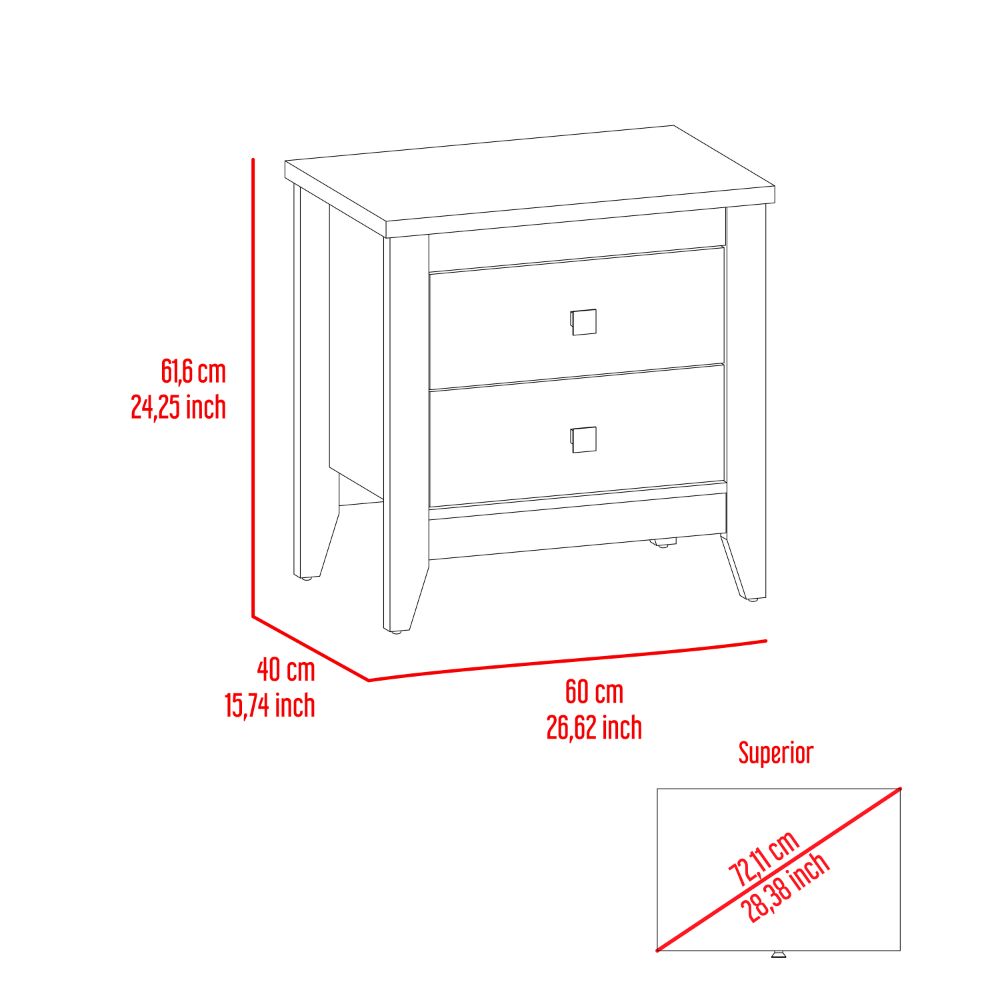 TUHOME CONCEPT Mesita de noche Amara de 60 cm, blanco