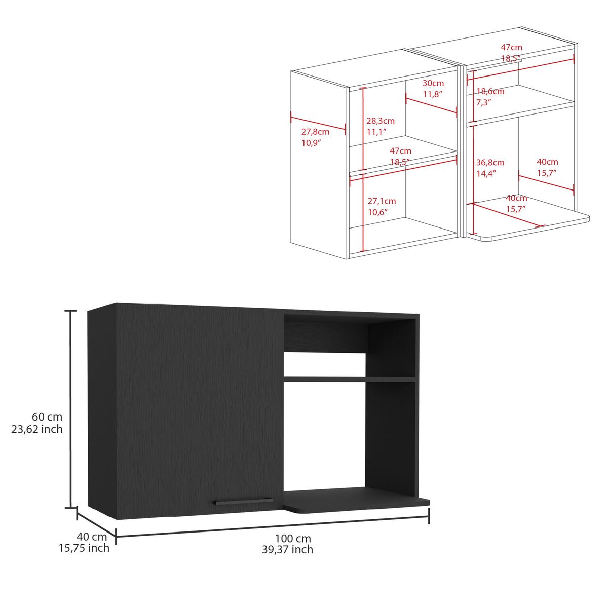 TUHOME CONCEPT Mueble alto de cocina Nápoles de 100 cm, wengué