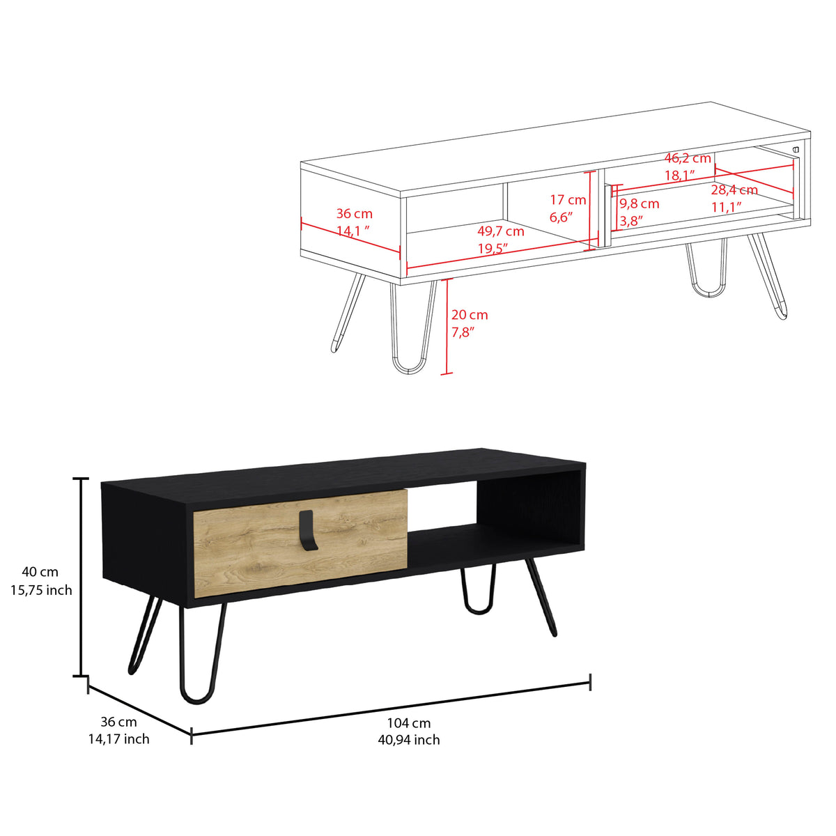 Mesa de centro Huna de 104 cm, wengué y macadamia, foto 6 – TUHOME