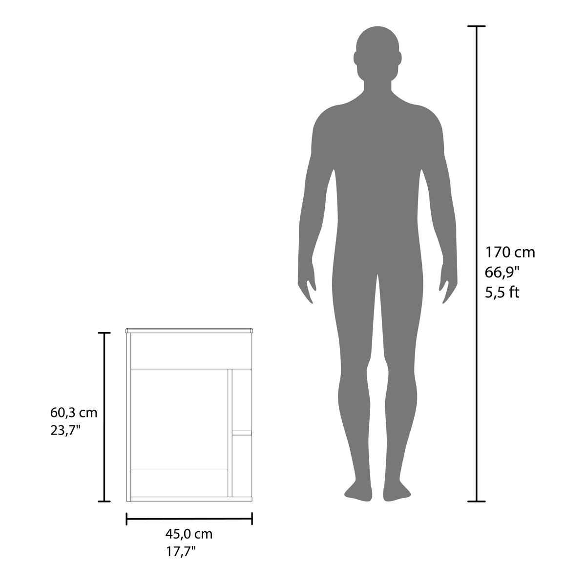 TUHOME CONCEPT Mueble de baño suspendido Colton de 45 cm con lavabo, roble Bardolino