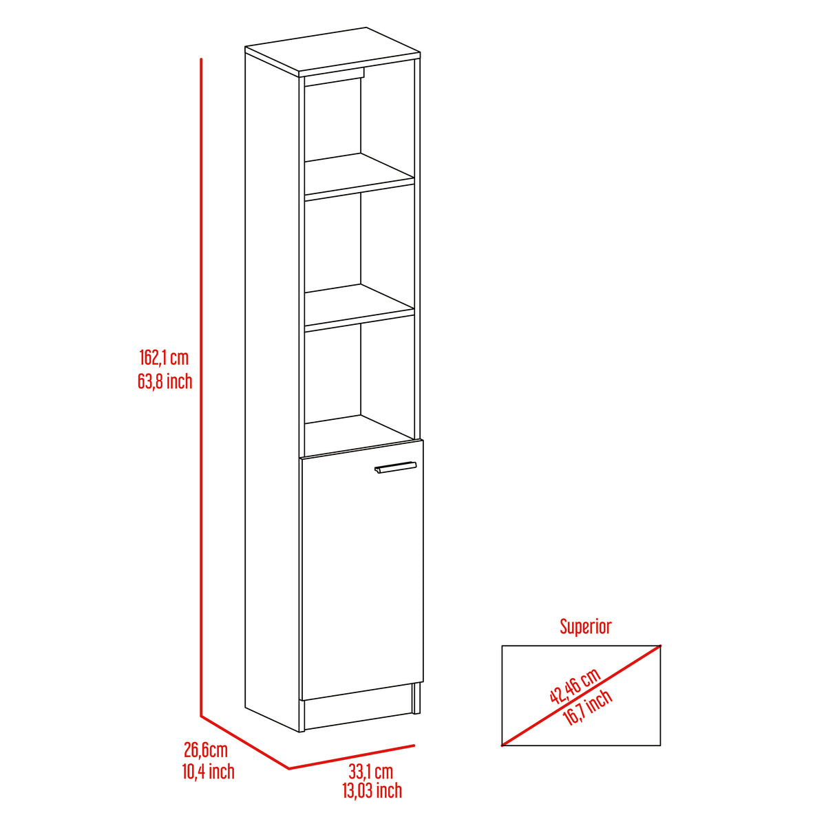TUHOME CONCEPT Columna de baño Malaga de 162 cm, wengué