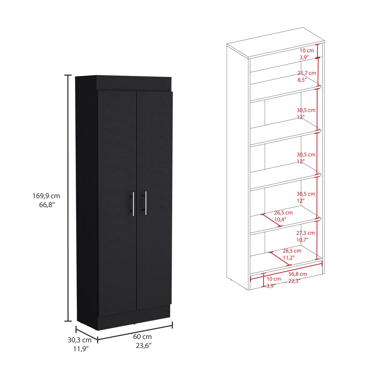 TUHOME CONCEPT Despensa de cocina Nepal de 170 cm, wengué