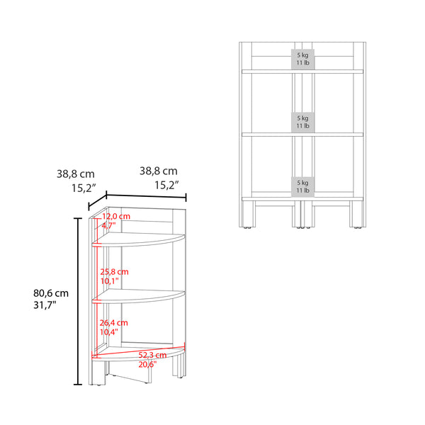 Taburete Riga en melamina con 3 estantes , blanco , 80.6 cm  X 38.8 cm  X 38.8 cm