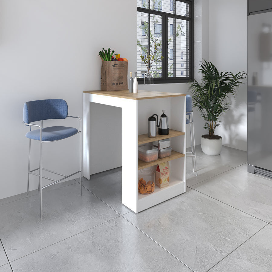 Isla de cocina Portree de 92 cm, blanco y macadamia