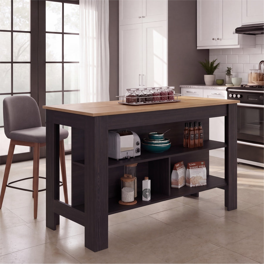 TUHOME CONCEPT Isla de cocina Cala de 138 cm, wengué y fresno