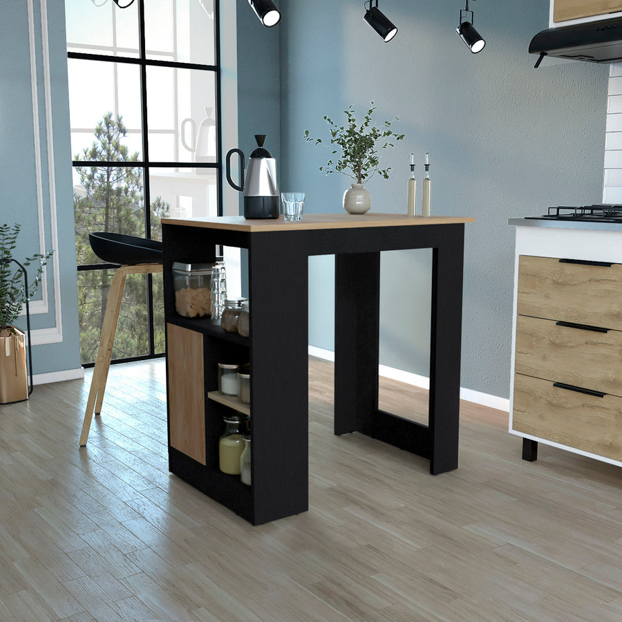 TUHOME CONCEPT Isla de cocina Stirling de 92 cm, wengué y fresno