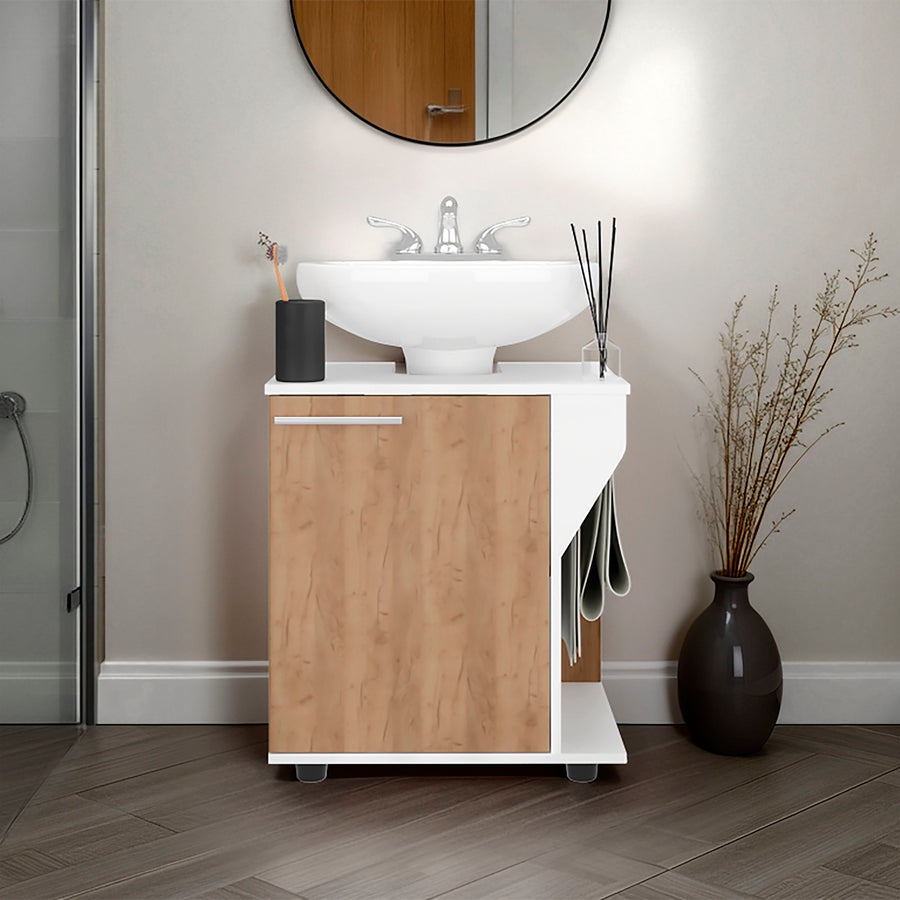 Mueble bajo lavabo Phillips de 56 cm, fresno y blanco
