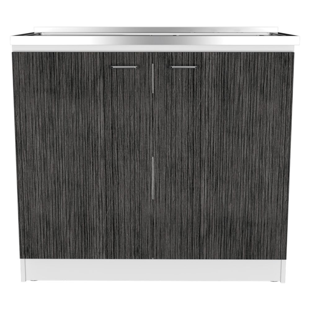 TUHOME CONCEPT Mueble de fregadero Nápoles de 100 cm, blanco y roble gris