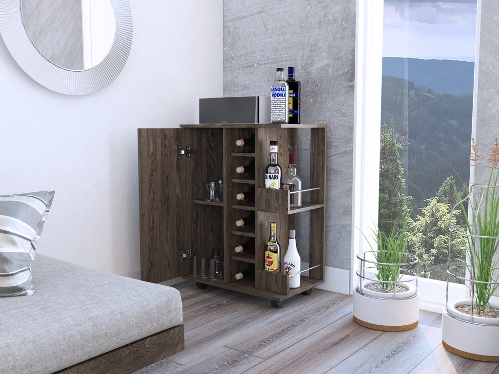 TUHOME CONCEPT Carrito de bar de 60 cm con botellero y ruedas