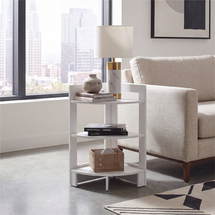 TUHOME CONCEPT Taburete Riga en melamina con 3 estantes , blanco , 80.6 cm  X 38.8 cm  X 38.8 cm