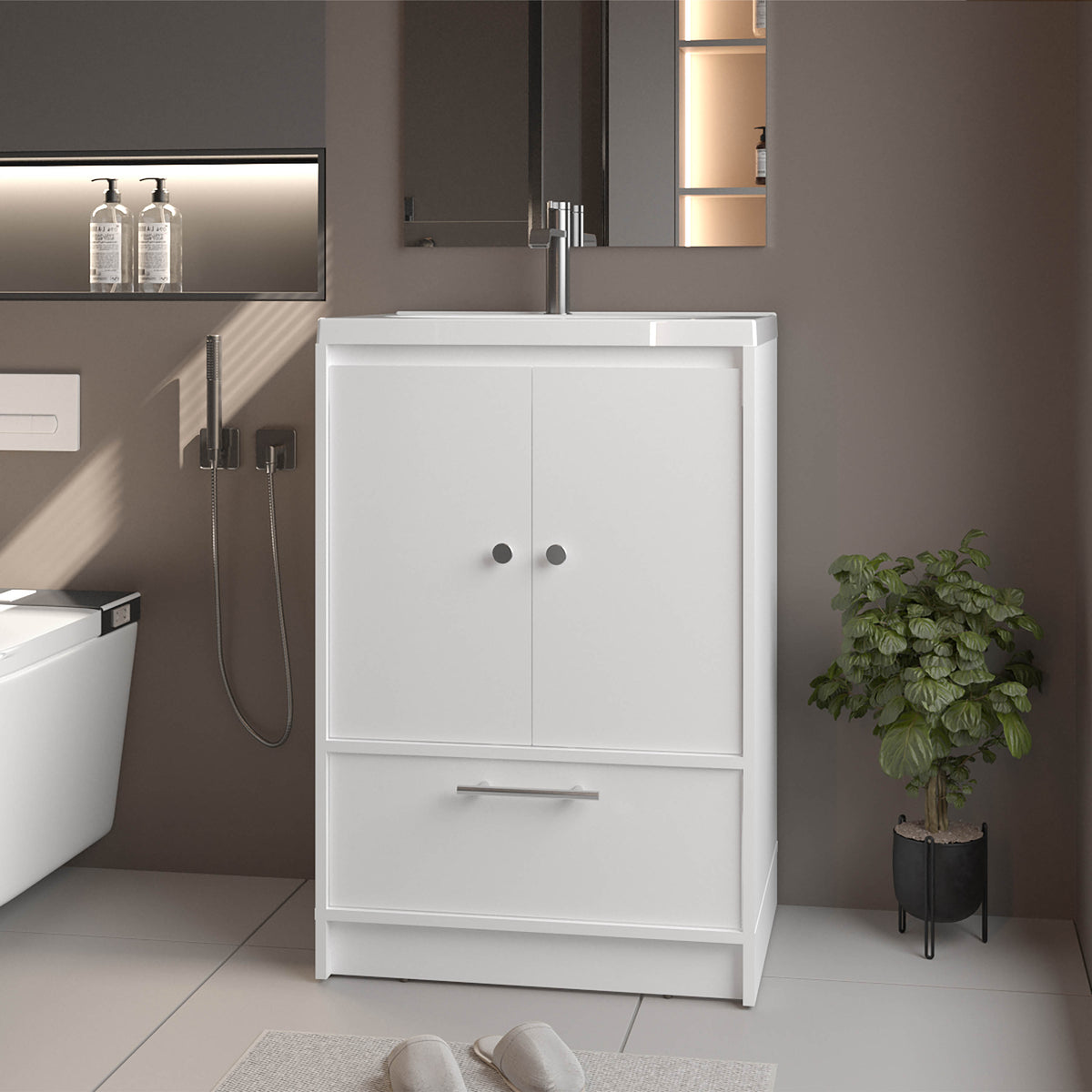 TUHOME CONCEPT Mueble de baño Madison de 60 cm con lavabo, blanco