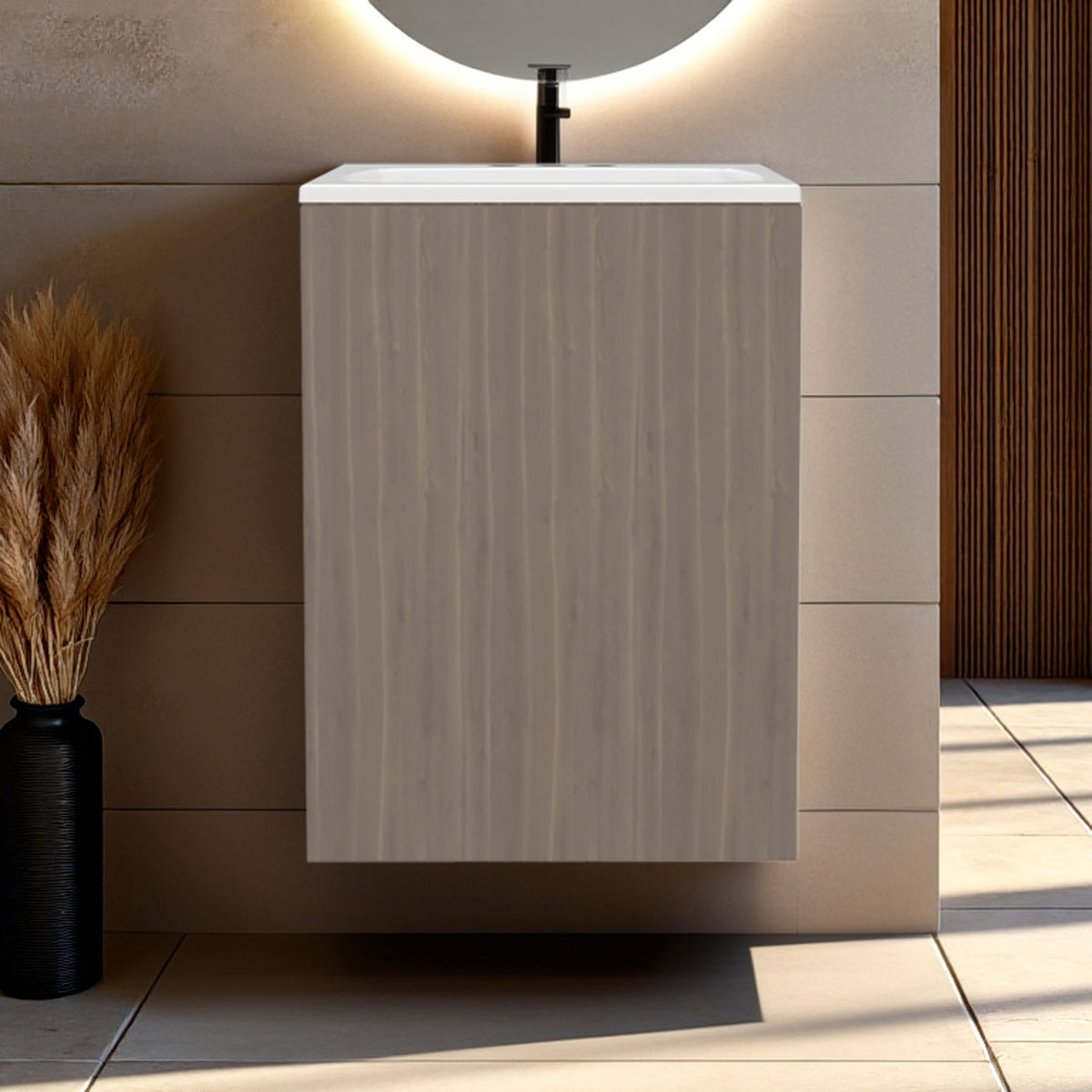 TUHOME CONCEPT Mueble de baño suspendido Colton de 45 cm con lavabo, roble Bardolino