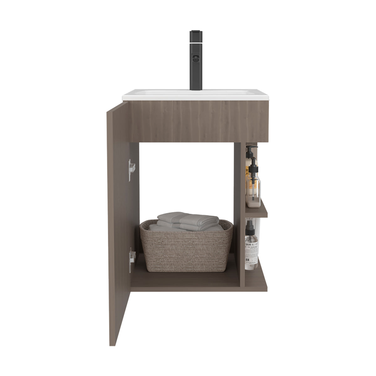 TUHOME CONCEPT Mueble de baño suspendido Colton de 45 cm con lavabo, roble Bardolino