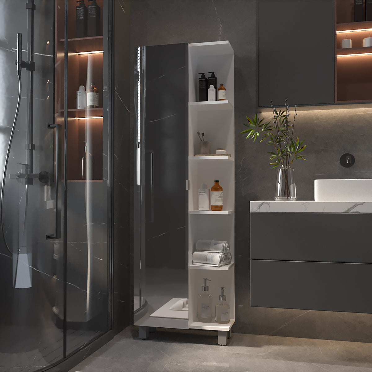 TUHOME CONCEPT Columna de baño Urano de 158 cm, blanco