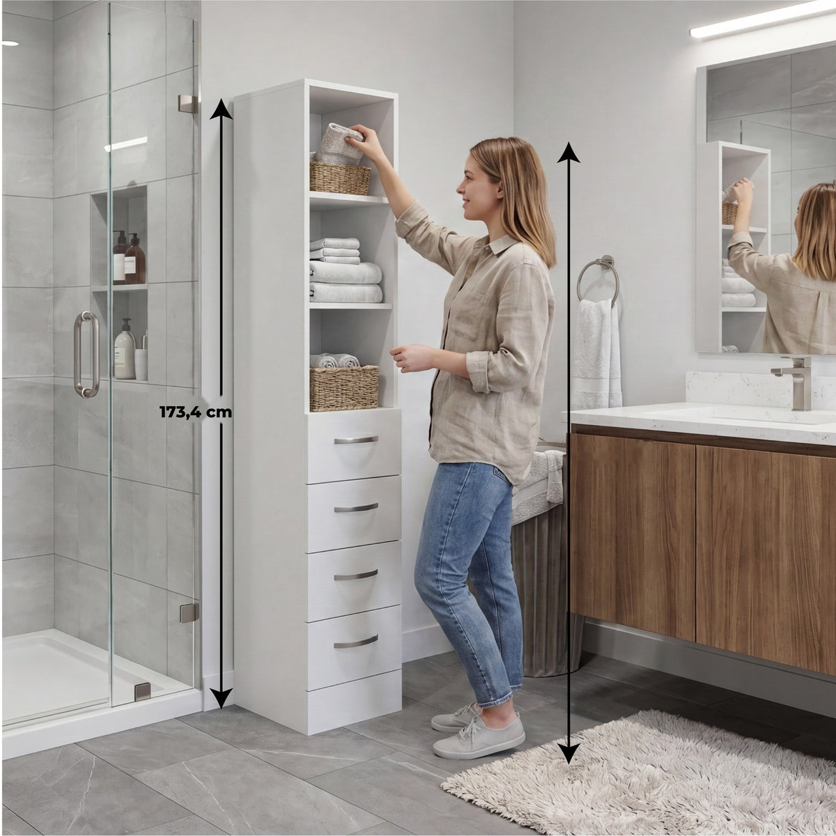 TUHOME CONCEPT Columna de baño Vanguard de 173 cm, blanco