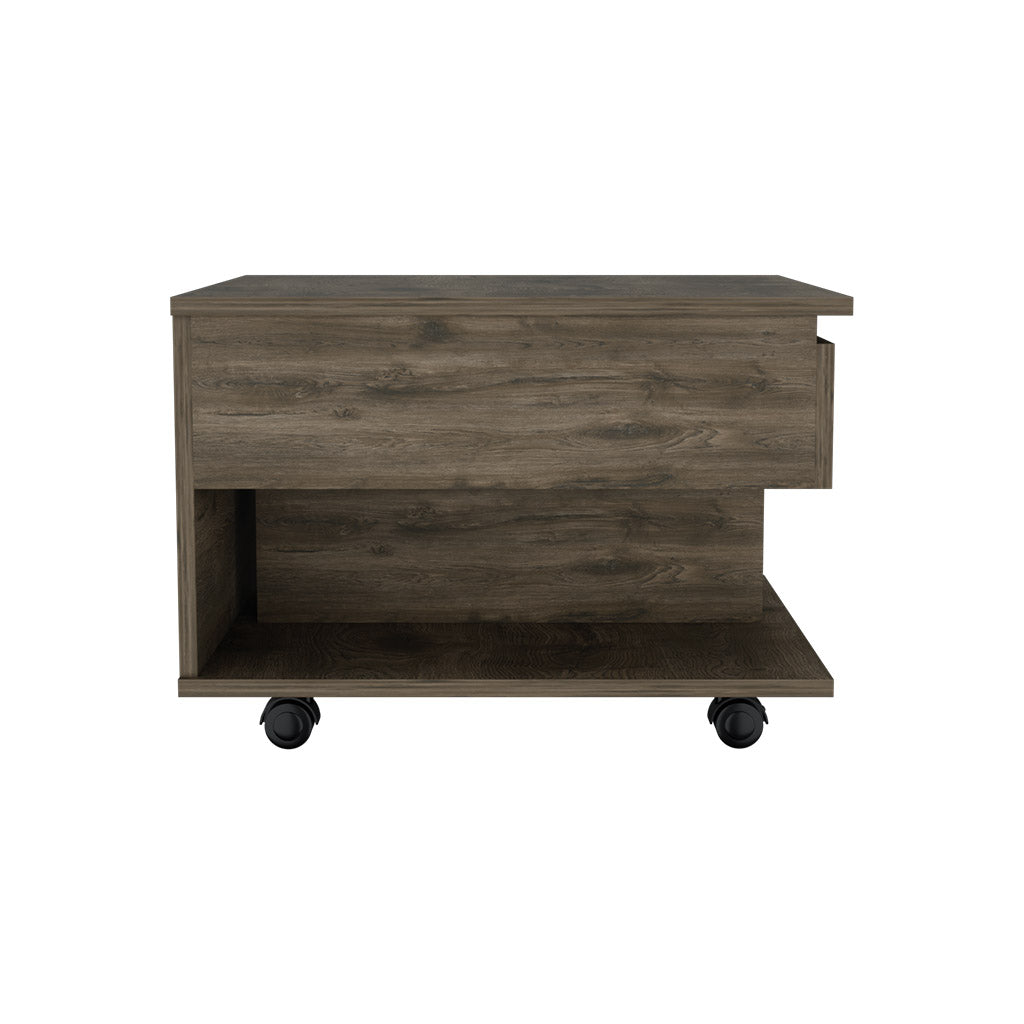 TUHOME CONCEPT Mesa de centro elevable Luanda de 55 cm con ruedas, roble oscuro