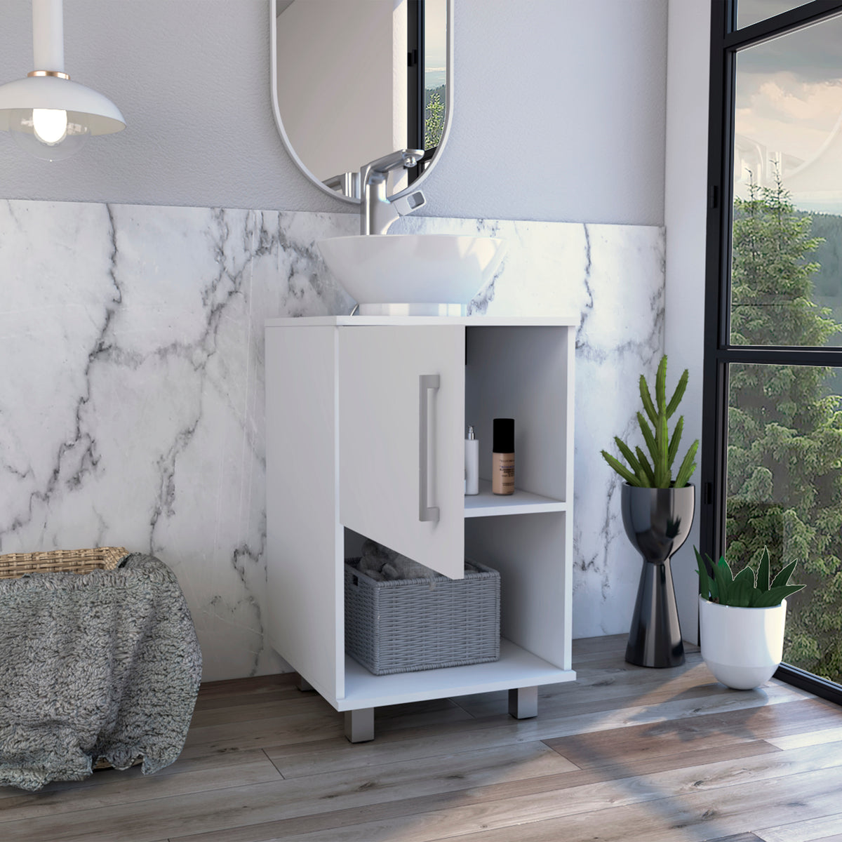 TUHOME CONCEPT Mueble de baño Gouda de 45 cm con lavabo, blanco