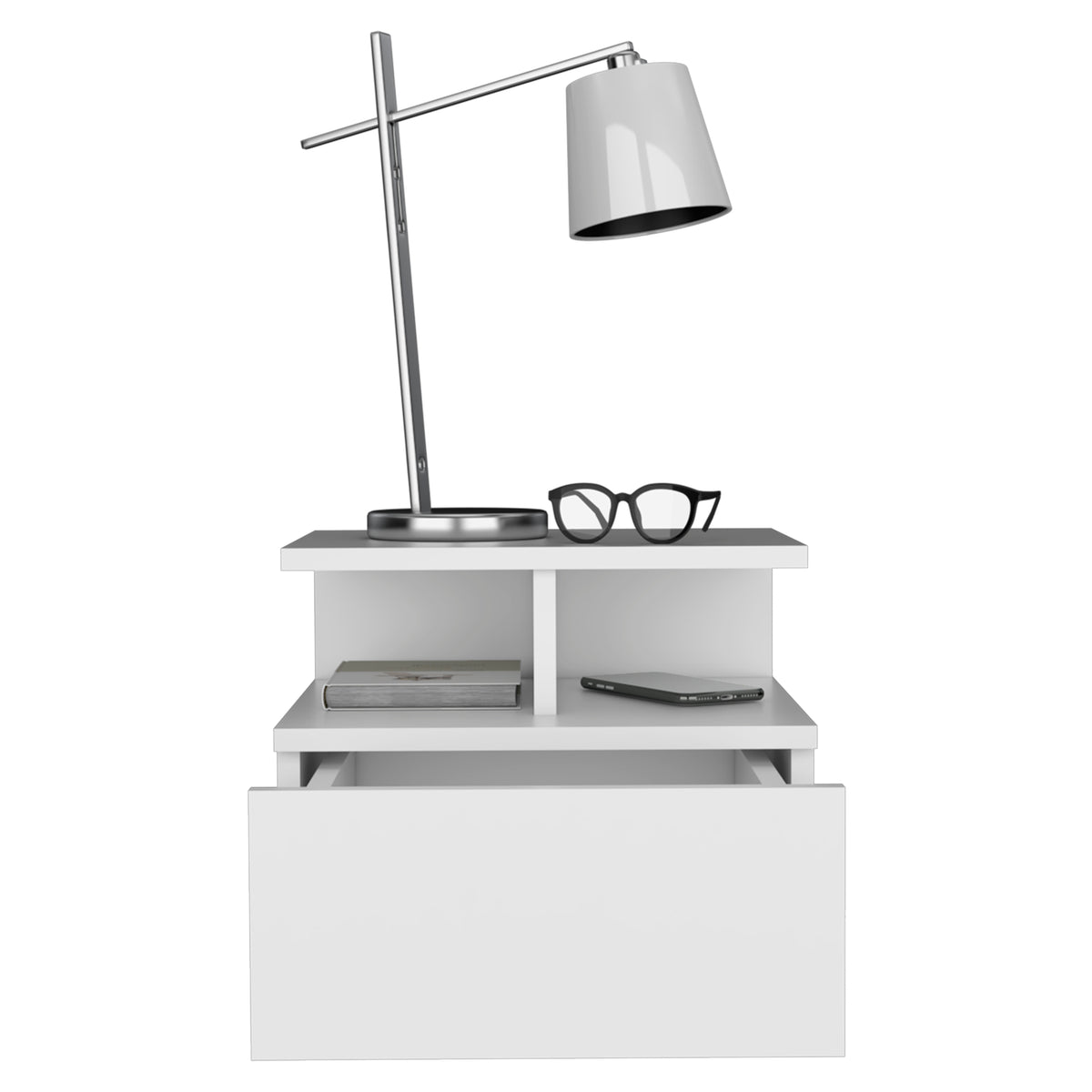 TUHOME CONCEPT Mesita de noche flotante Adele de 36 cm, blanco