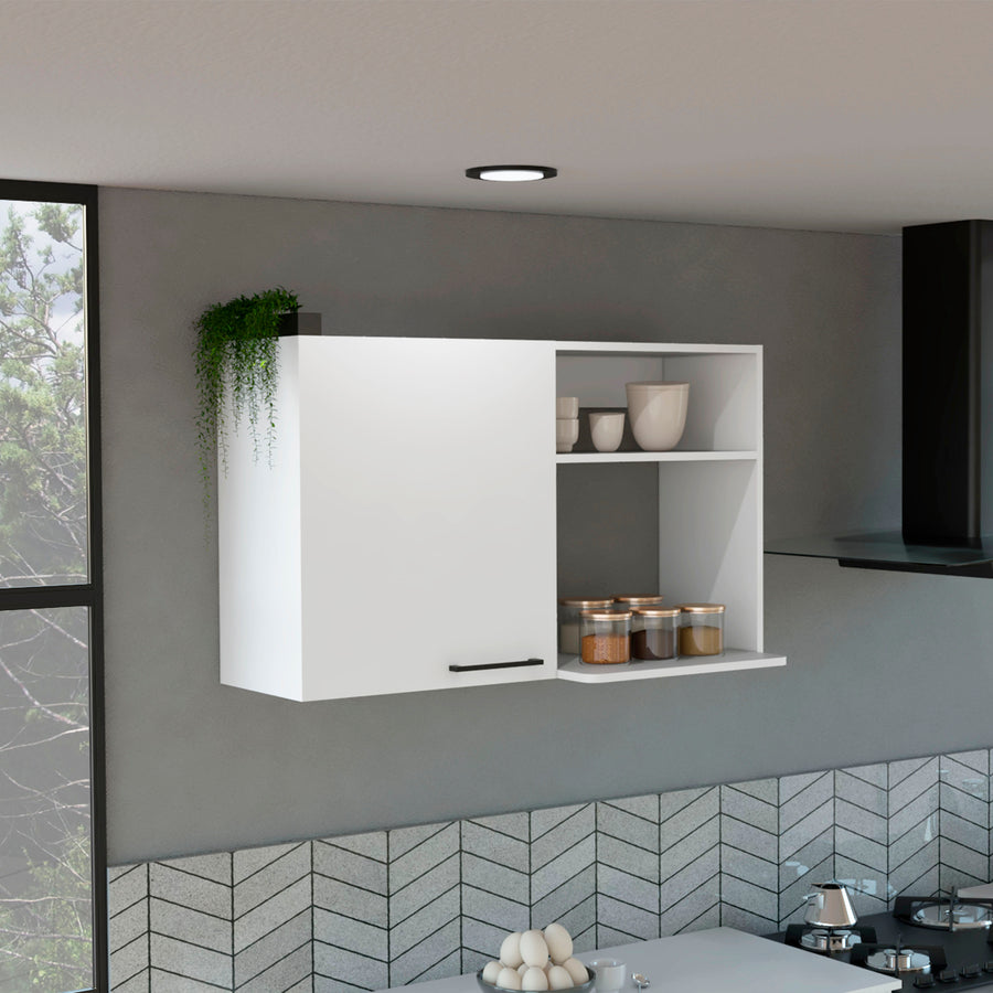 Mueble alto de cocina Napoles de 100 cm con 1 puerta, blanco